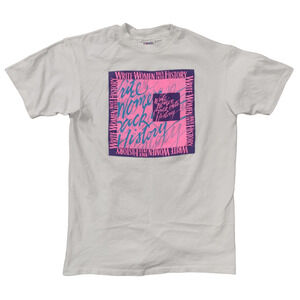 Hanes Unisex L 42-44 Beefy-T Vintage "Write Women Back Into History" Graphic Tee